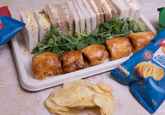 Sandwich, Sausage Roll and Crisp Lunch