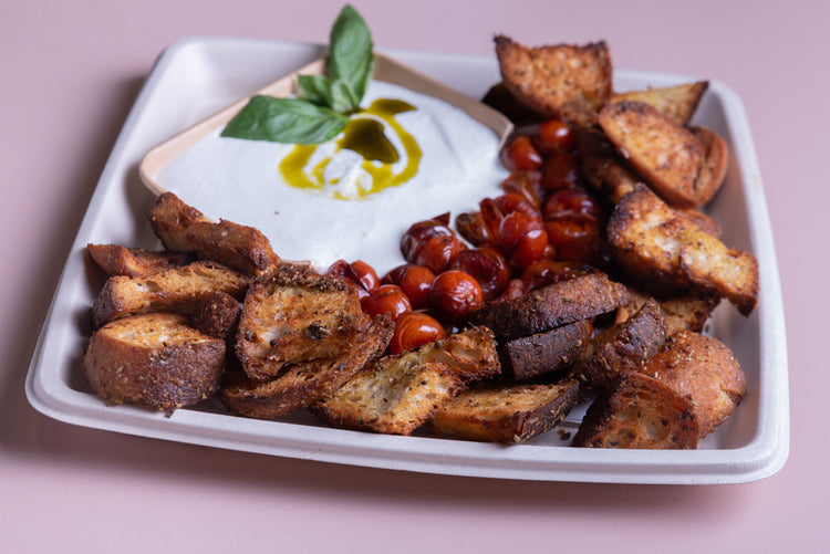 Whipped Feta, Roasted Balasamic Tomato and Garlic Crostini
