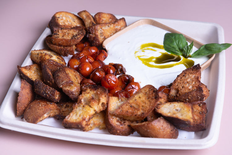 Whipped Feta, Roasted Balasamic Tomato and Garlic Crostini