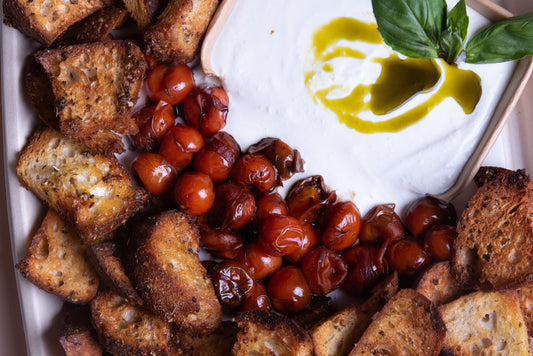 Whipped Feta, Roasted Balasamic Tomato and Garlic Crostini