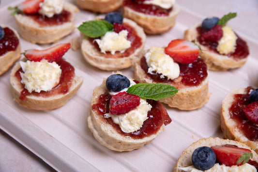 Topped Devon Scones with Strawberry Conserve and Clotted Cream