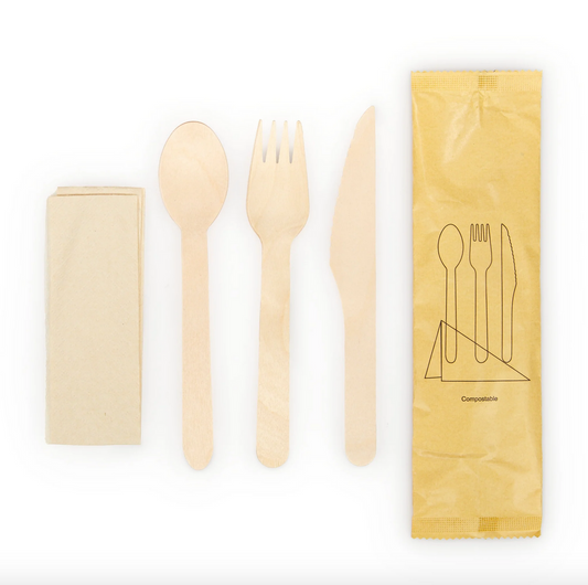 Wooden Cutlery Set With Small Napkin