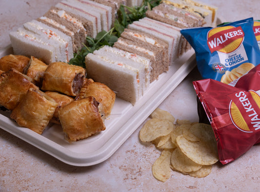 Sandwich, Sausage Roll and Crisp Lunch