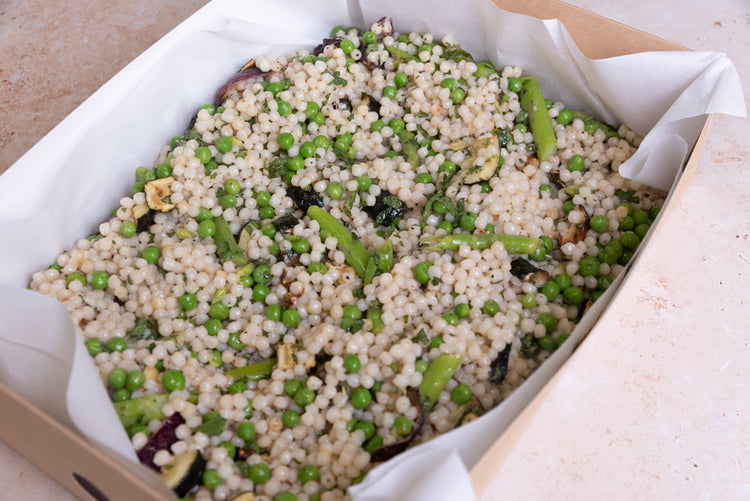 Pea, Courgette, Asparagus & Mint Pearl Couscous Salad