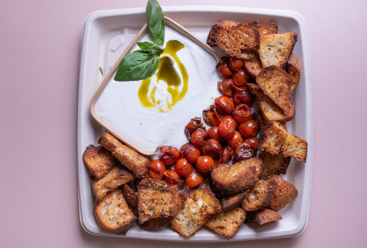 Whipped Feta, Roasted Balasamic Tomato and Garlic Crostini