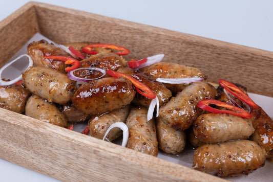 Honey and mustard glazed sausages